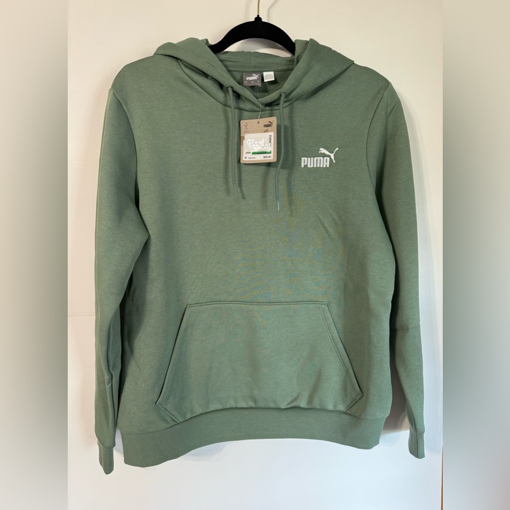 Puma Unisex Small Logo Green kangaroo pocket hoodie Size L - Picture 4 of 13